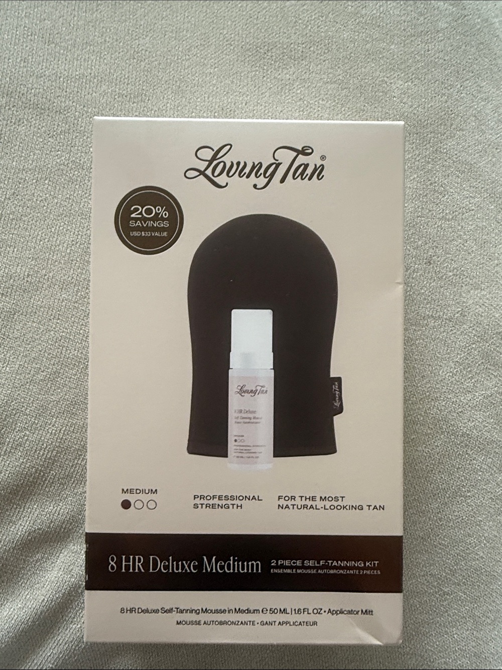 Loving Tan 8 HR Deluxe Medium Medium 2 Piece Self-Tanning Kit - Brown Mitt
